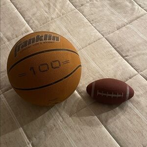 Spalding Orange Basketball and Brown Mini Football